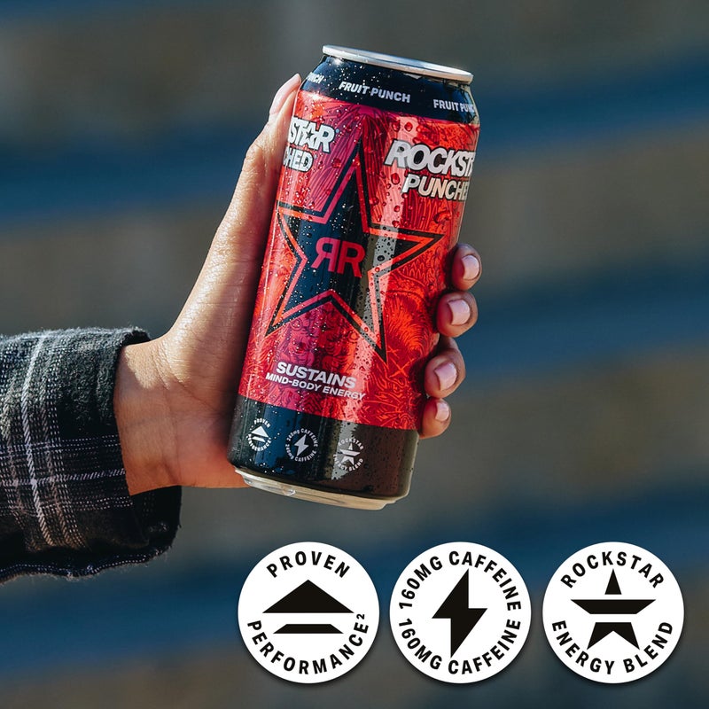 Rockstar Punched Energy Drink, Fruit Punch, 16 Fl Oz (Pack of 12) (Packaging May Vary) - Image 4